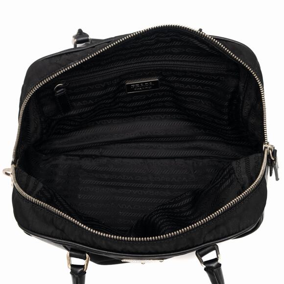 PRADA Tessuto Nylon Triangle Logo Bauletto Bag Black Vintage Y2K RARE - Picture 10 of 15